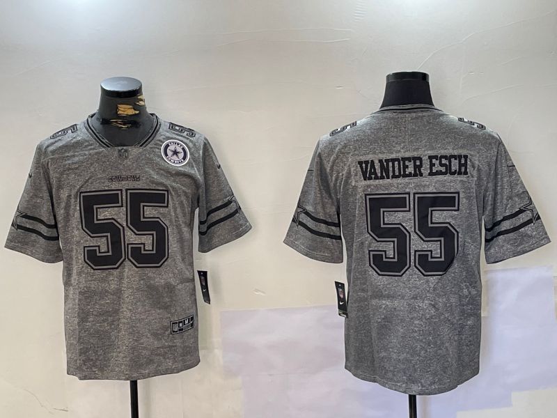Men Dallas Cowboys #55 Vanderesch Grey 2024 Nike Limited NFL Jersey style 2